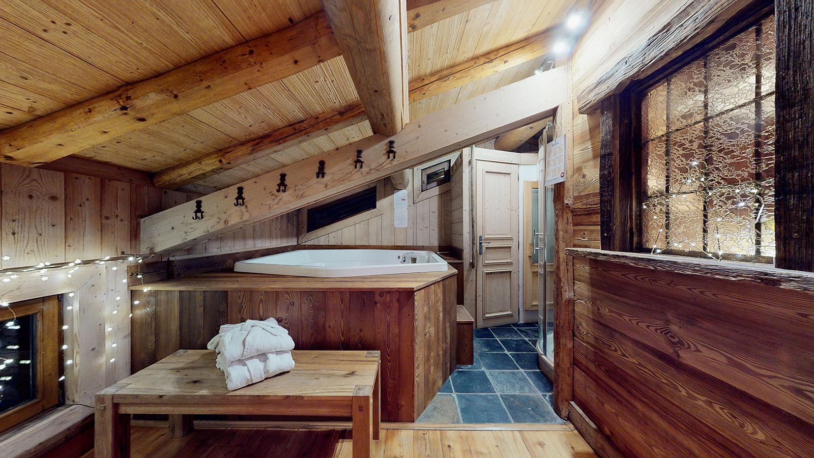 Private hot tub at Chalet La Marsa, wellness area after a day skiing in Val d'Isère
